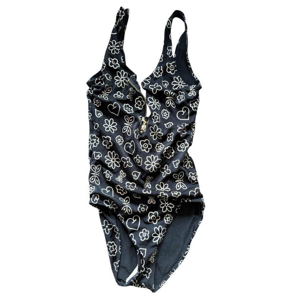 Black Floral One-Piece Swimsuit